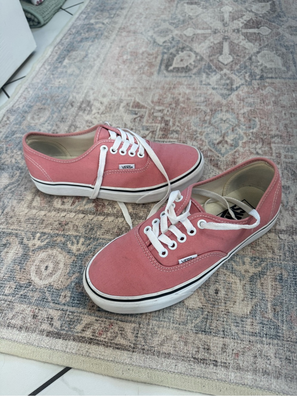 Vans Low-Top Canvas Sneakers in Dusty Rose with White Accents